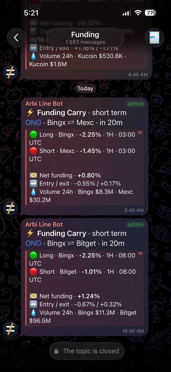 The private Telegram alerts group — screenshot 4